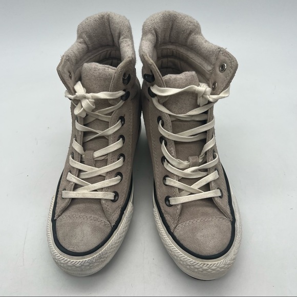 Converse Women’s Size 5.5 Chuck Taylor Beige All*Star Platform Wedge 544848C. - Picture 2 of 9